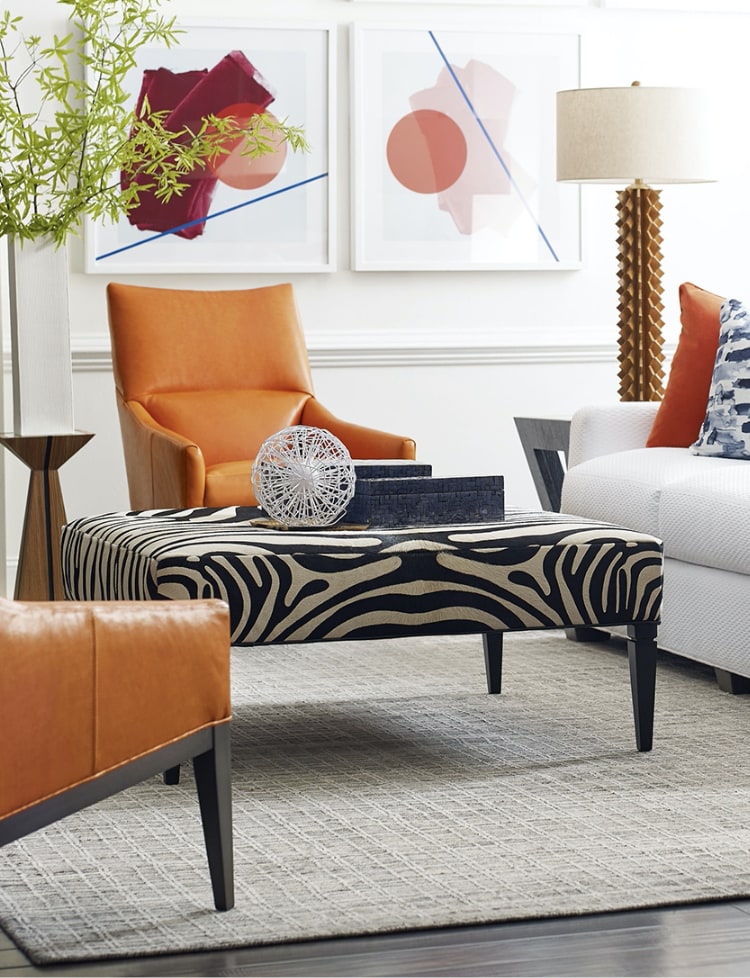 colorful animal print furniture in living room